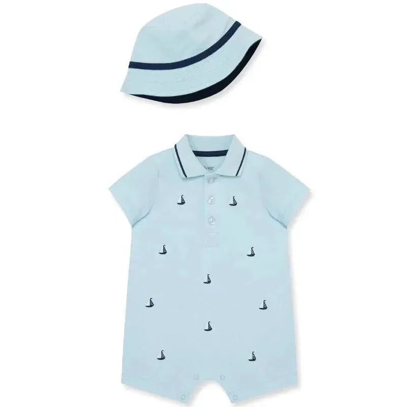 Little Me – Baby Boy Sailboat Knit Romper & Bucket Hat