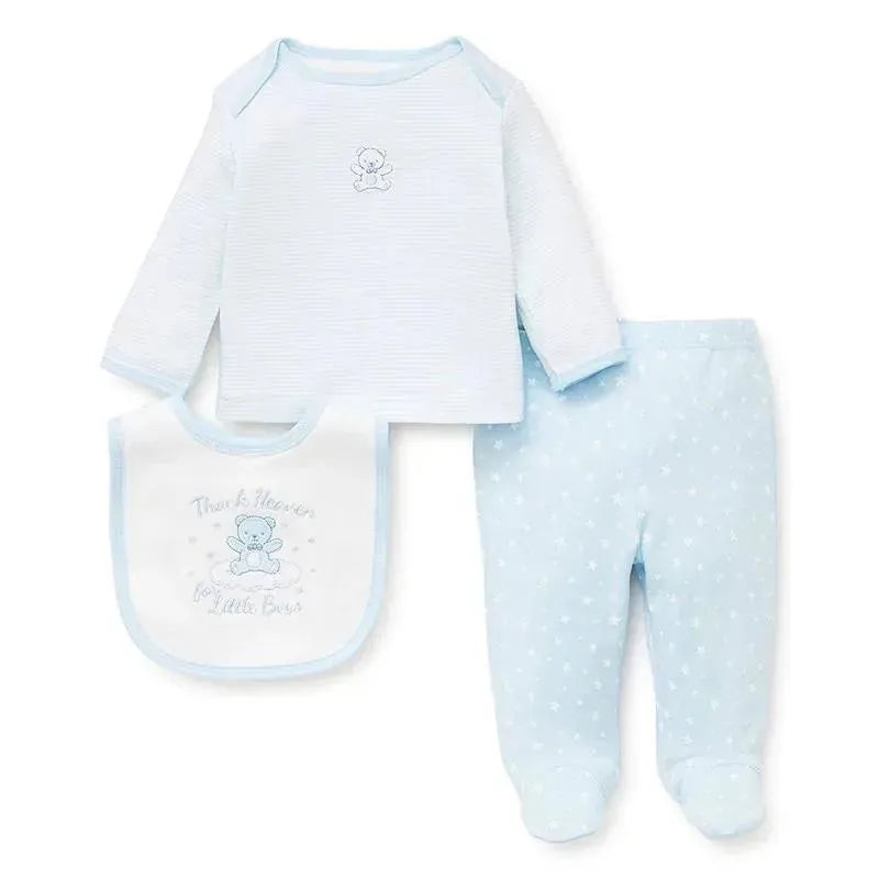 Little Me Thank Heaven Lap Shoulder Set with Bib – Blue