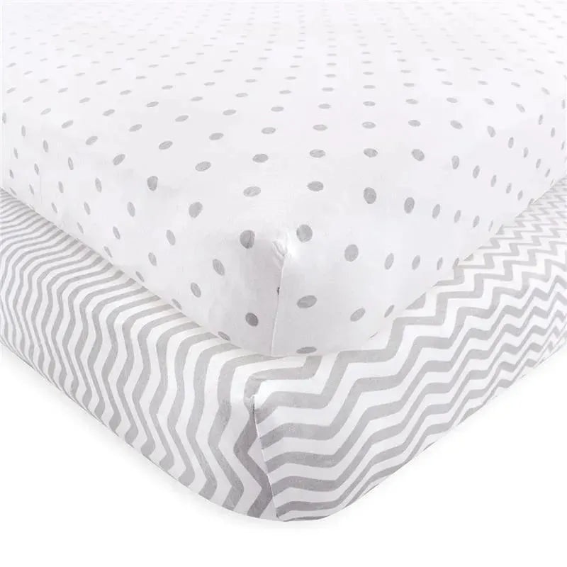 Luvable Friends – Unisex Baby Fitted Crib Sheet, Gray Chevron Dot