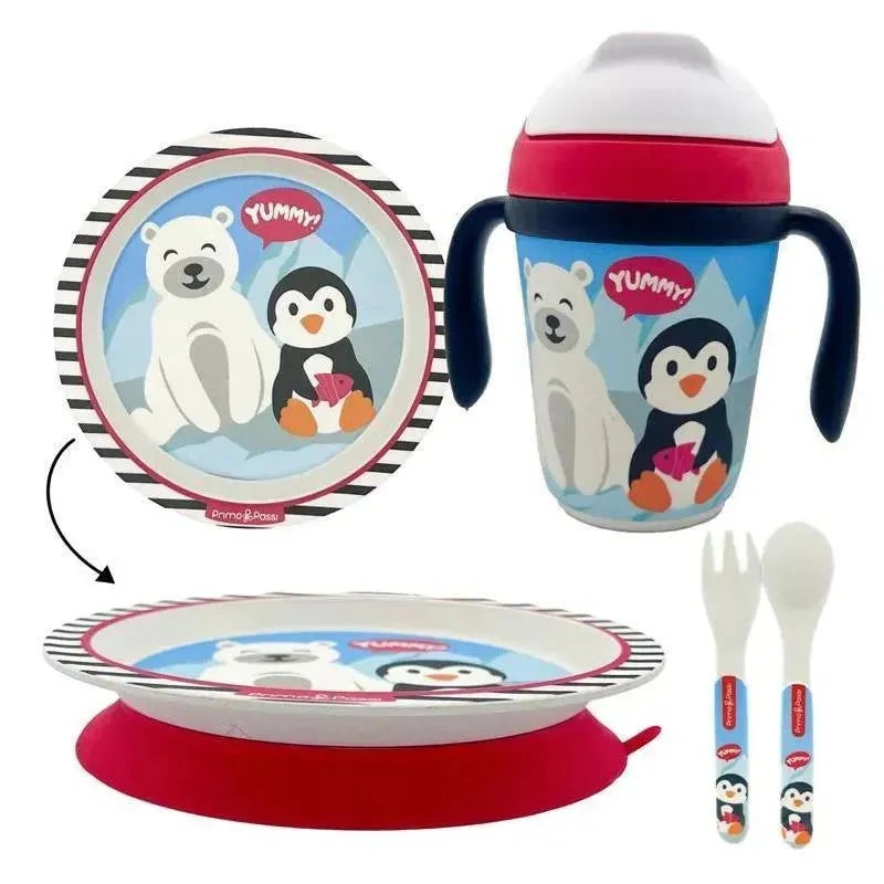 Primo Passi – Kids Bamboo Set Suction Plate & Cup, Winter Friends