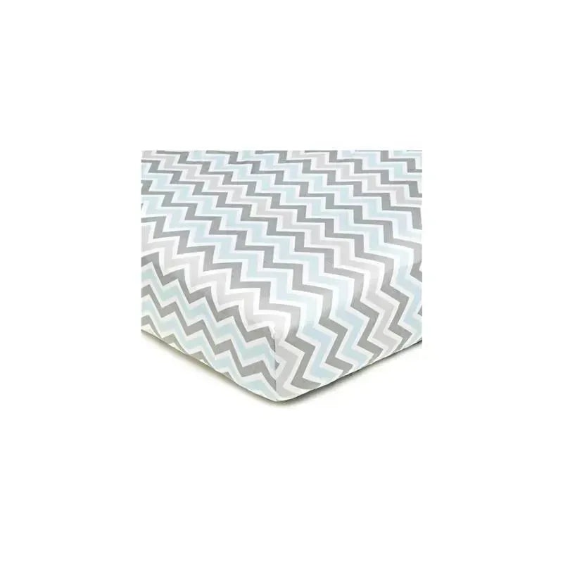 American Baby Company Percale Crib Sheet Zig-Zag Gray/Blue