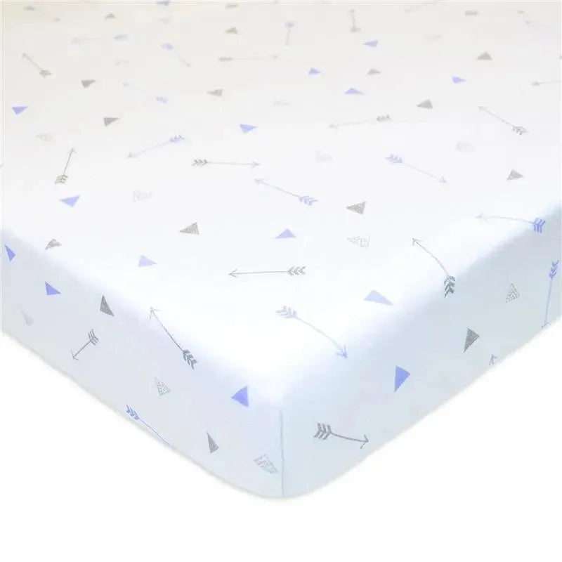 American Baby – Printed 100% Cotton Jersey Knit Fitted Crib Sheet, Blue Arrows