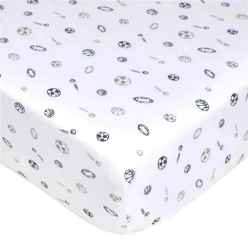 American Baby – Printed 100% Cotton Jersey Knit Fitted Crib Sheet, Grey Sports