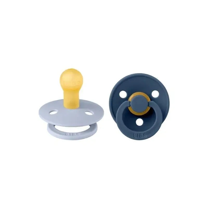 BIBS – 2Pk Dusty Blue/Steel Blue Natural Rubber Baby Pacifier, 6/18M