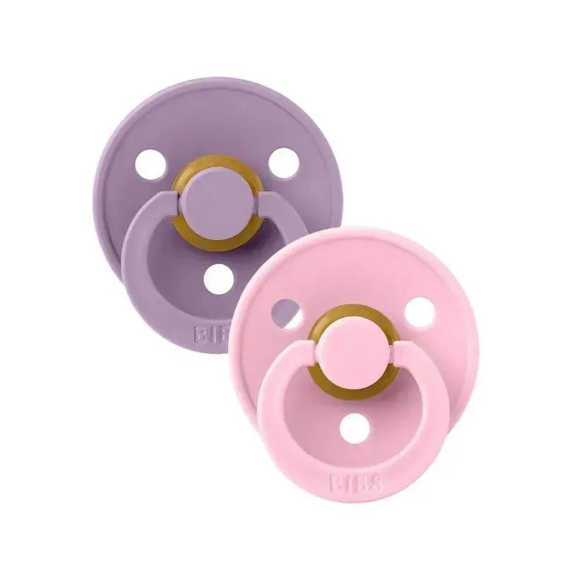 BIBS – 2Pk Lavender/Baby Pink Natural Rubber Baby Pacifier, 0/6M