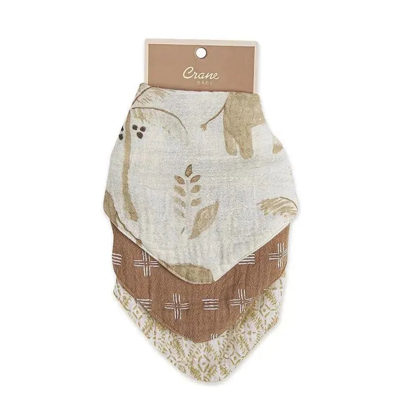 Crane – 3Pk Baby Soft Muslin Baby Bib Set, Safari Animal