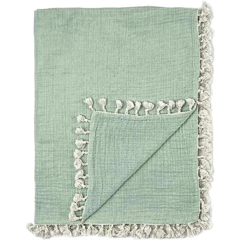 Crane – Baby Muslin Swaddle Blanket, Evergreen