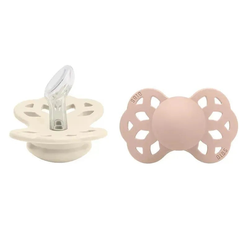 BIBS – 2Pk Ivory/Blush Infinity Anatomical Pacifier, 0/6M