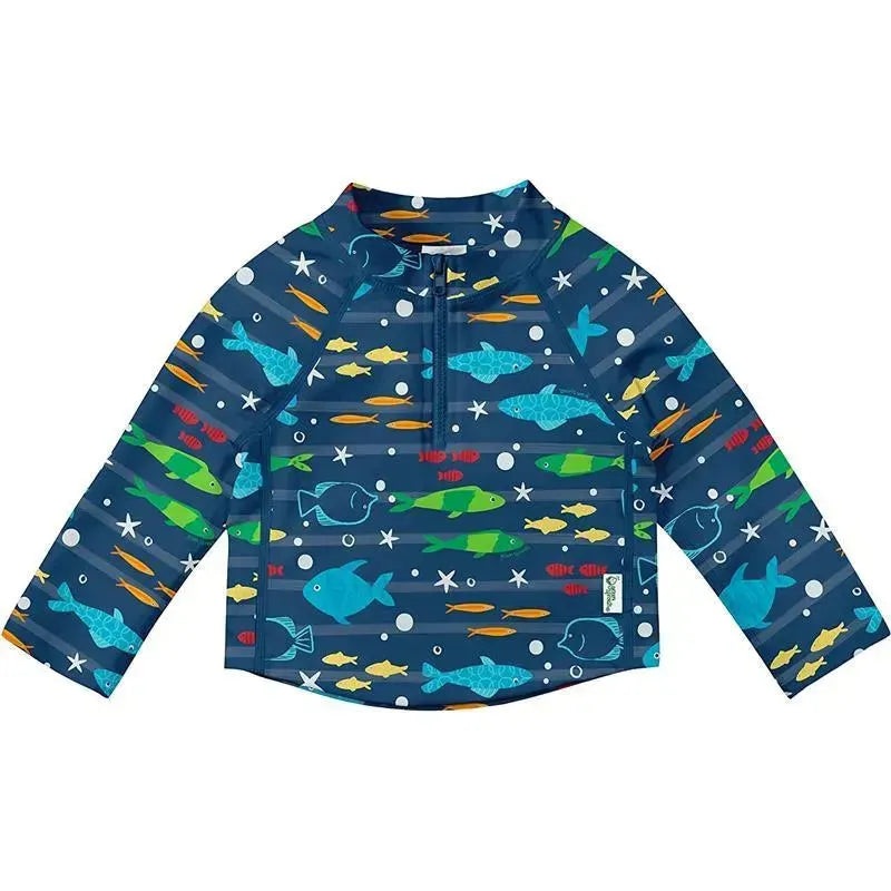 Green Sprouts – Long Sleeve Zip Rashguard Shirt, Navy Fish