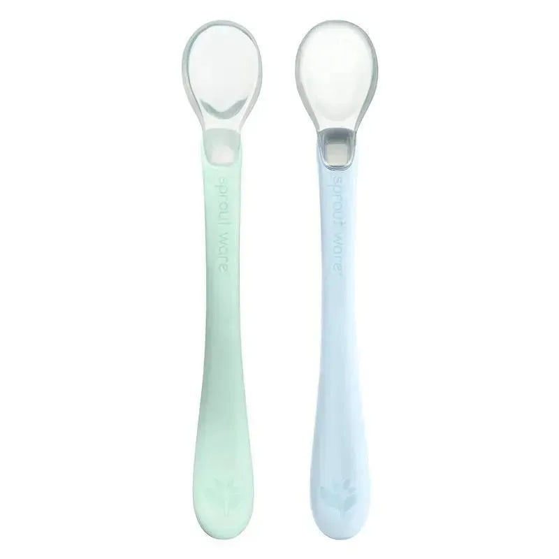 Green Sprouts – Silicone & Sprout Ware First Food Spoons, Light Sage/Light Blueberry