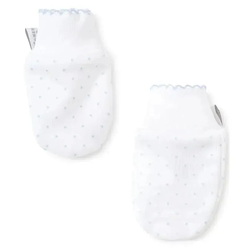 Kissy Kissy – Baby Boy Dots Print Mittens, White/Light Blue