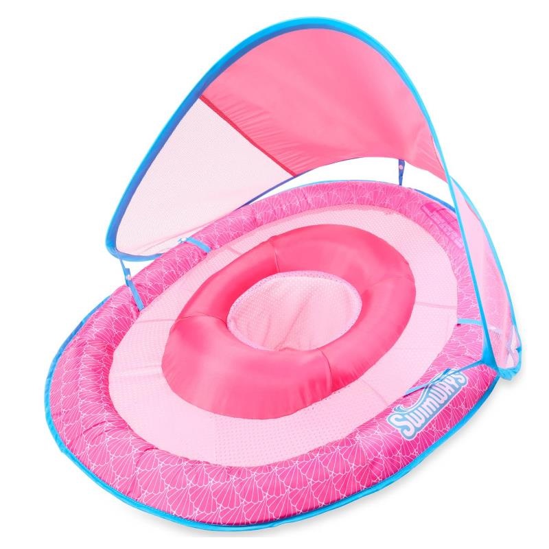 Swimways – Baby Pool Float With Canopy & Upf Protection Pink