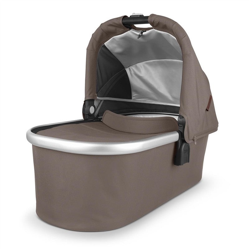 UPPAbaby Bassinet/Compatible with Vista, Cruz, Ridge, Minu Strollers/Overnight Sleep Solution/Mattress, Sheet, and Bug Shield Included/Theo (Dark T