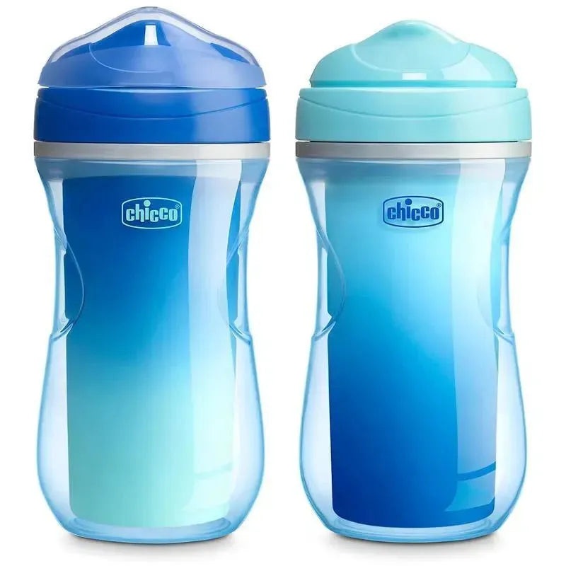 Chicco – 2Pk Insulated Rim Spout Trainer Sippy Cup 9Oz. Blue/Teal Ombre