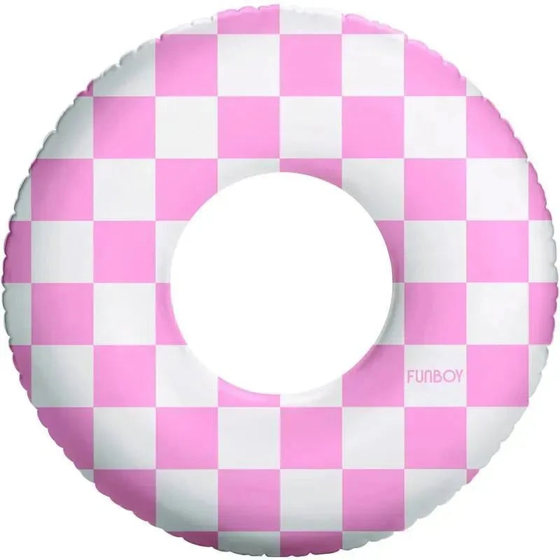 Funboy – Kids 30” Tube Donut Style Pool Float, Pink Checkers