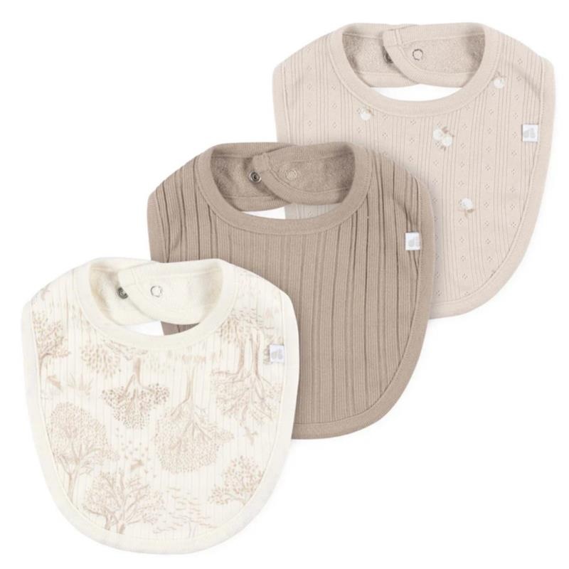 Just Born – 3Pk Bibs Neutral One Size Ivory