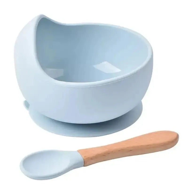 Macrobaby – 2Pk Baby Bowls With Suction Set With Spoon, Blue