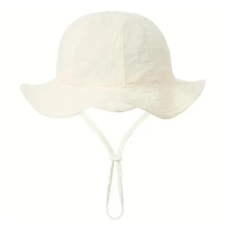 Macrobaby – Protective & Stylish Baby Bucket Hat, Creamy White