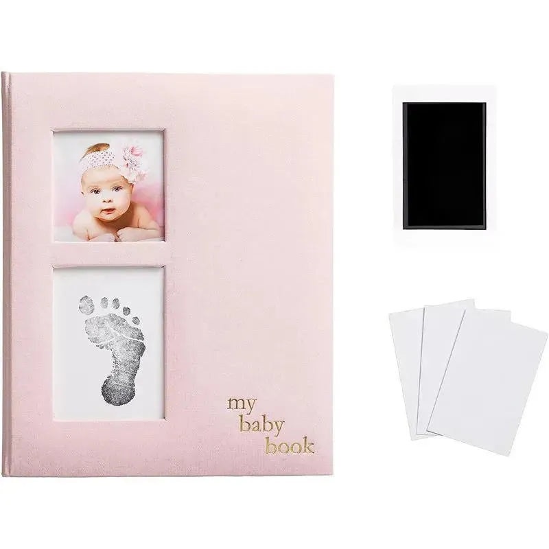 Pearhead – Linen Baby Memory Book and Clean-Touch Ink Pad