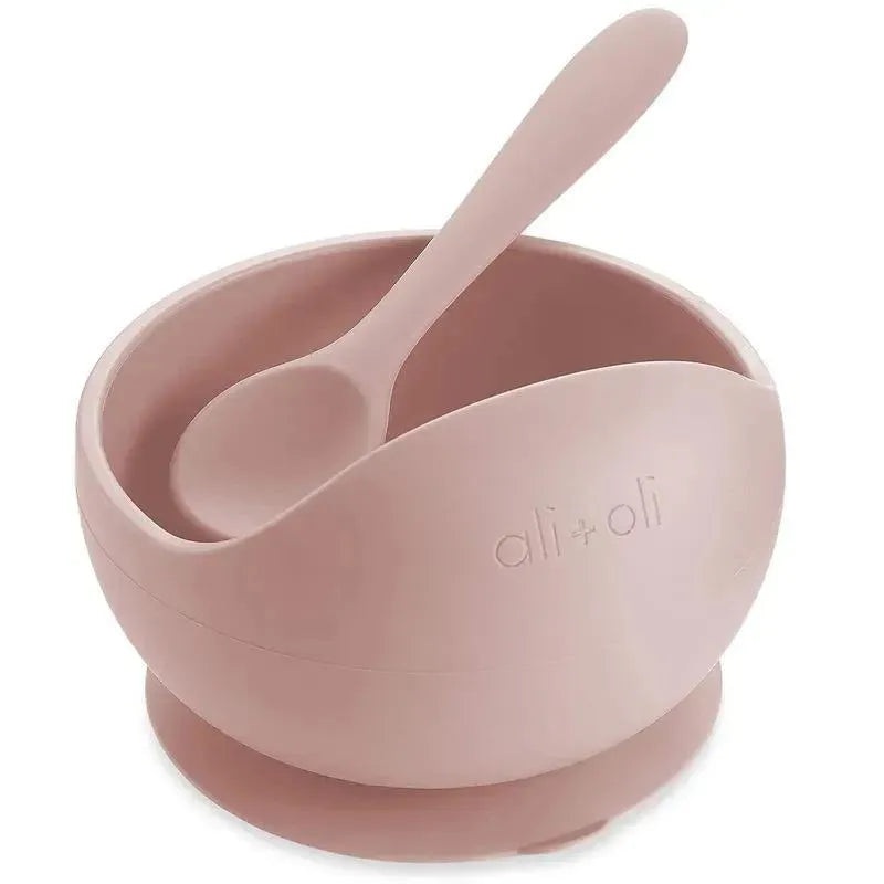 Ali + Oli – Silicone Suction Bowl & Spoon Set, Blush