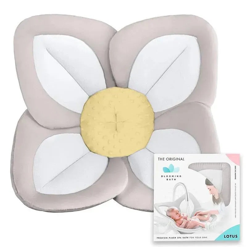 Blooming Bath – Lotus Plush Minky Baby Sink Bathtub Cushion, Grey