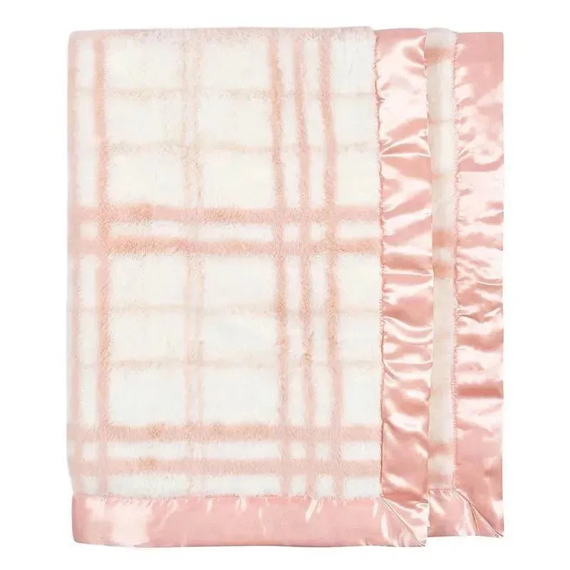 Just Born – Pink Plush Plaid Baby Blanket