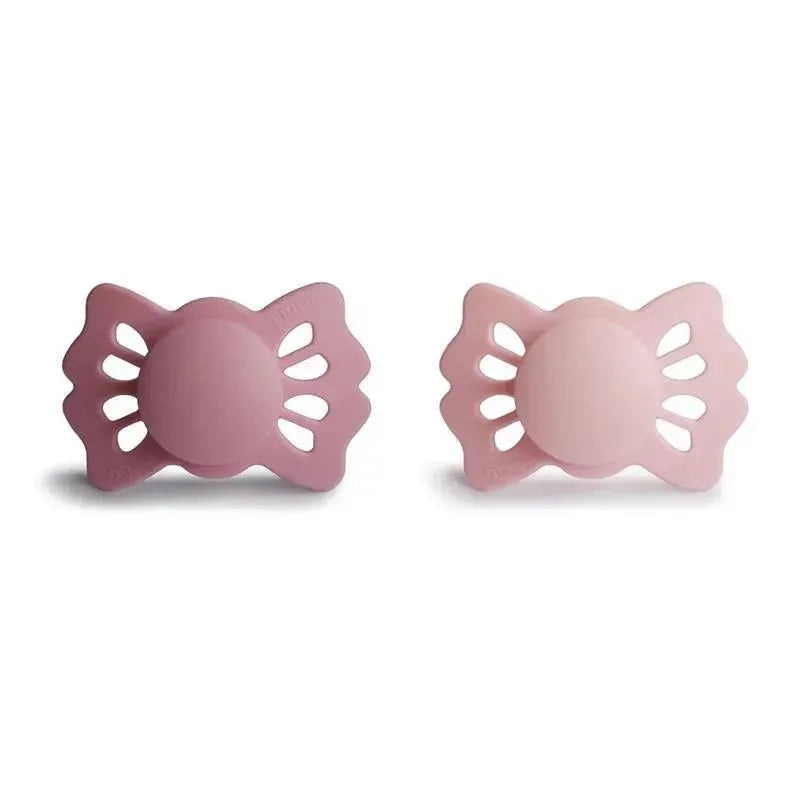 Mushie – 2Pk Cedar/Baby Pink Lucky Symmetrical Silicone Pacifier, 0/6M