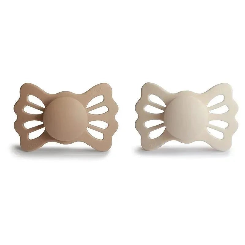 Mushie – 2Pk Lucky Symmetrical Silicone Pacifier, Silky Satin/Cream, 6/18M