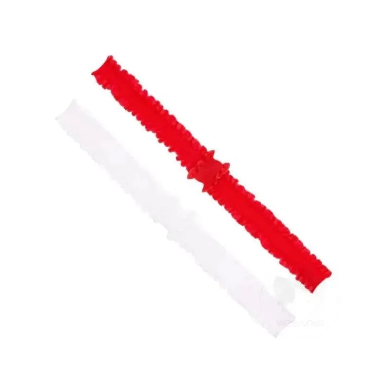 Wee Ones – 2Pk Add-A-Bow Stretch Ruffle Edge Girls Baby Bands, Red