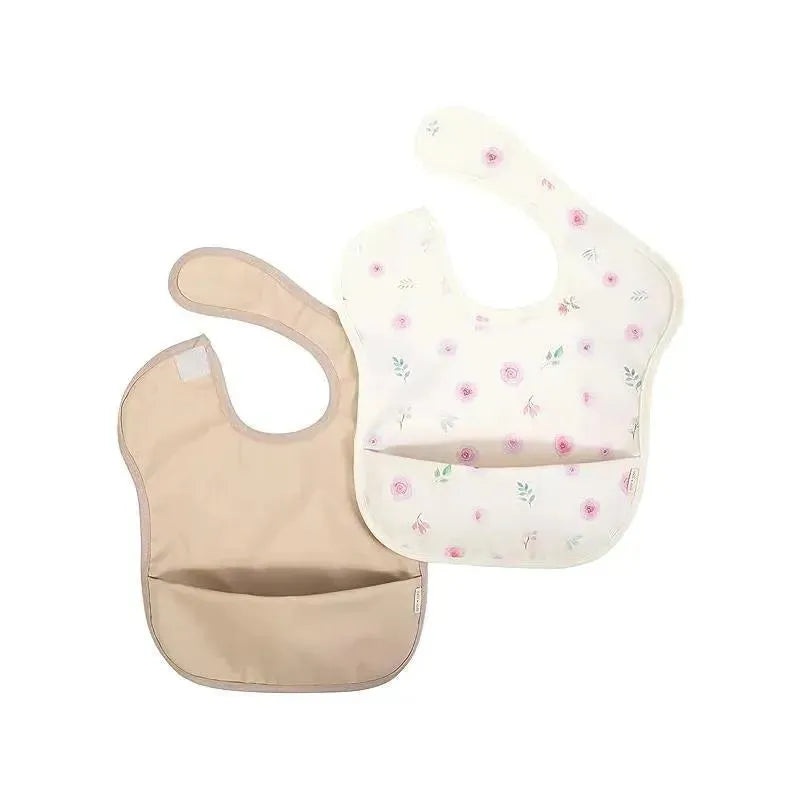 Ali + Oli – 2Pk Smock Bib For Baby Short Sleeve, Flowers Sand