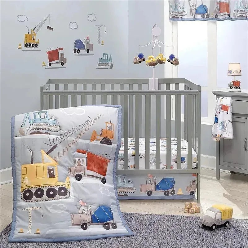 Lambs & Ivy – 3Pk Construction Zone Trucks Nursery Baby Crib Bedding Set