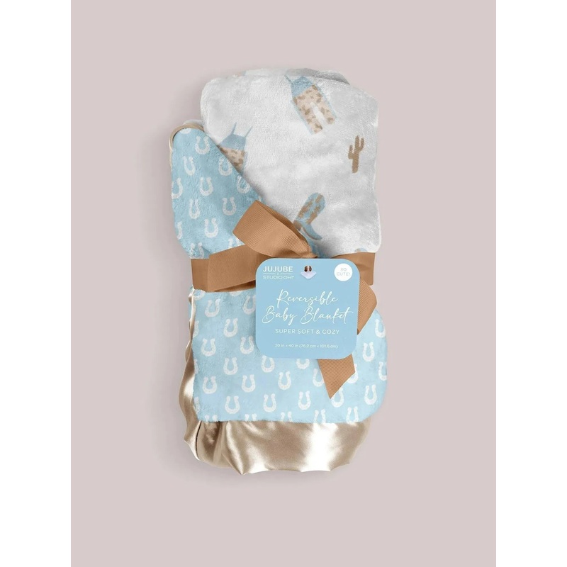 Reversible Baby Blanket – Howdy Partner Blue