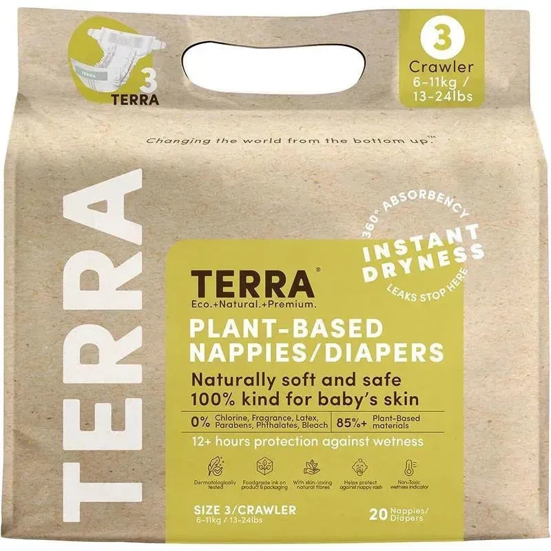 Terra – 20Ct 85% Plant-Based Diapers, Size 3