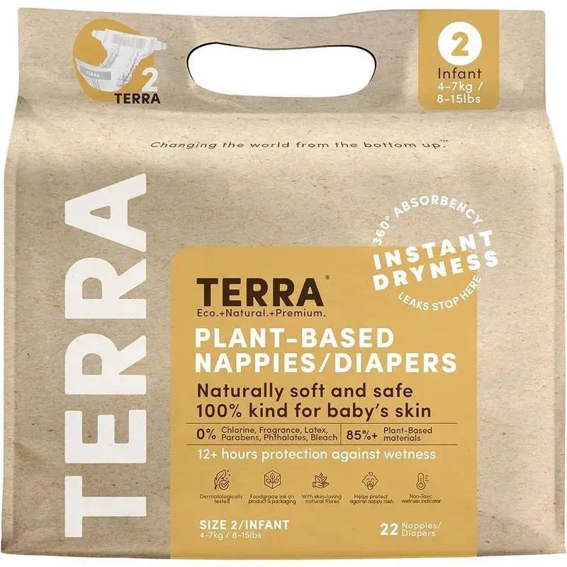 Terra – 22Ct 85% Plant-Based Diapers, Size 2