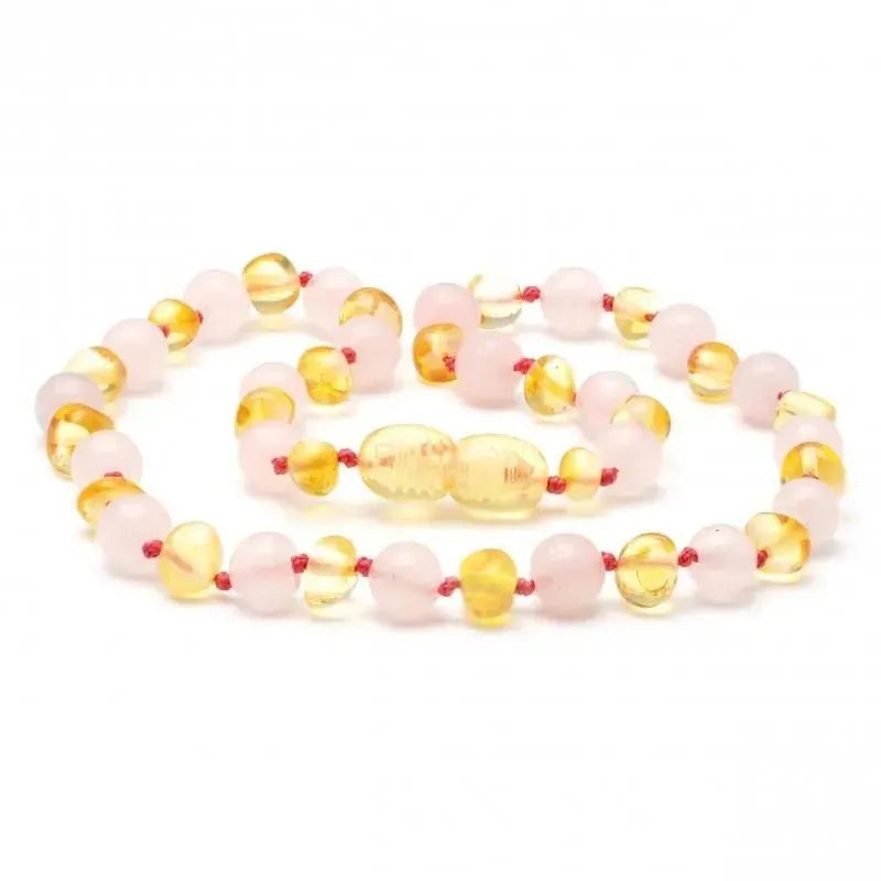 Amber Stone – Baltic Amber & Rose Quartz Necklace 132