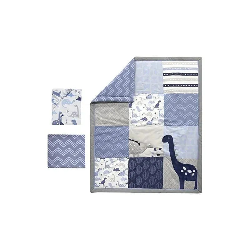 Bedtime Originals Roar Dinosaur 3 Piece Crib Bedding Set, Blue/Gray