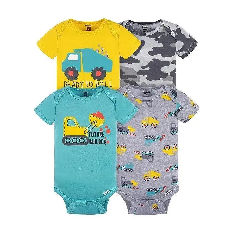 Gerber – 4Pk Boy Truck Short Sleeve Onesies