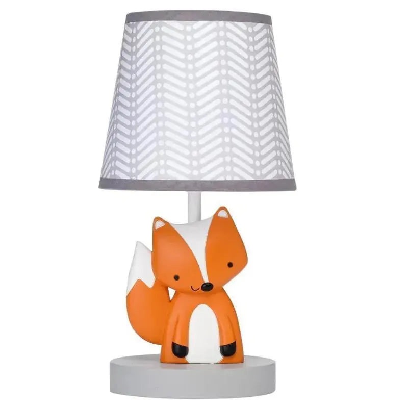 Lambs & Ivy – Acorn Gray/White/Orange Fox Nursery Lamp with Shade & Bulb