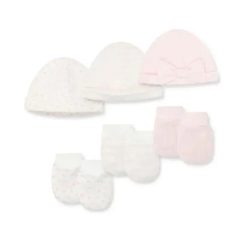 Little Me – 3Pk Baby Girl Charms Hat & Mitt Pink