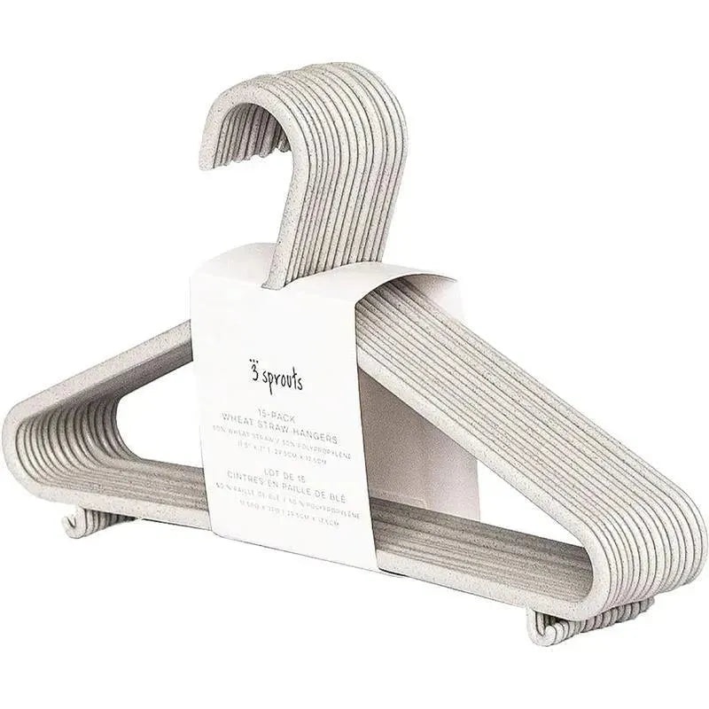 3 Sprouts – 15Pk Baby Wheat Straw Hangers, Speckled Gray