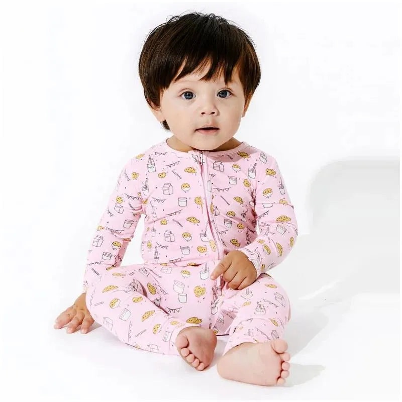 Bellabu Bea – Milk and Cookies Pink Bamboo Convertible Footie