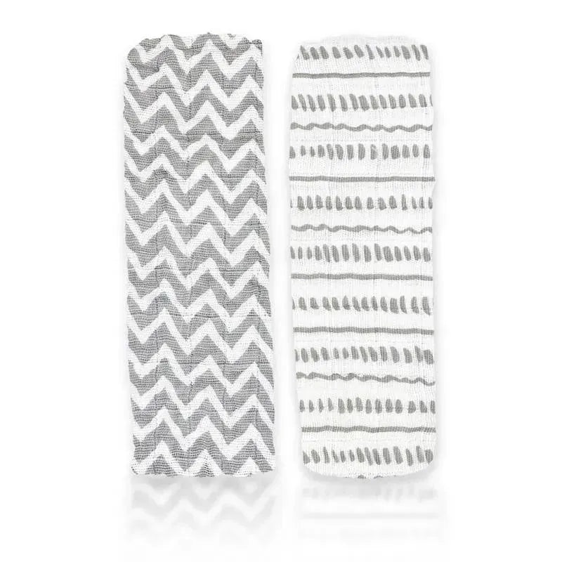 Rose Textiles – 2Pk Grey Doodle Muslin Swaddle Blankets