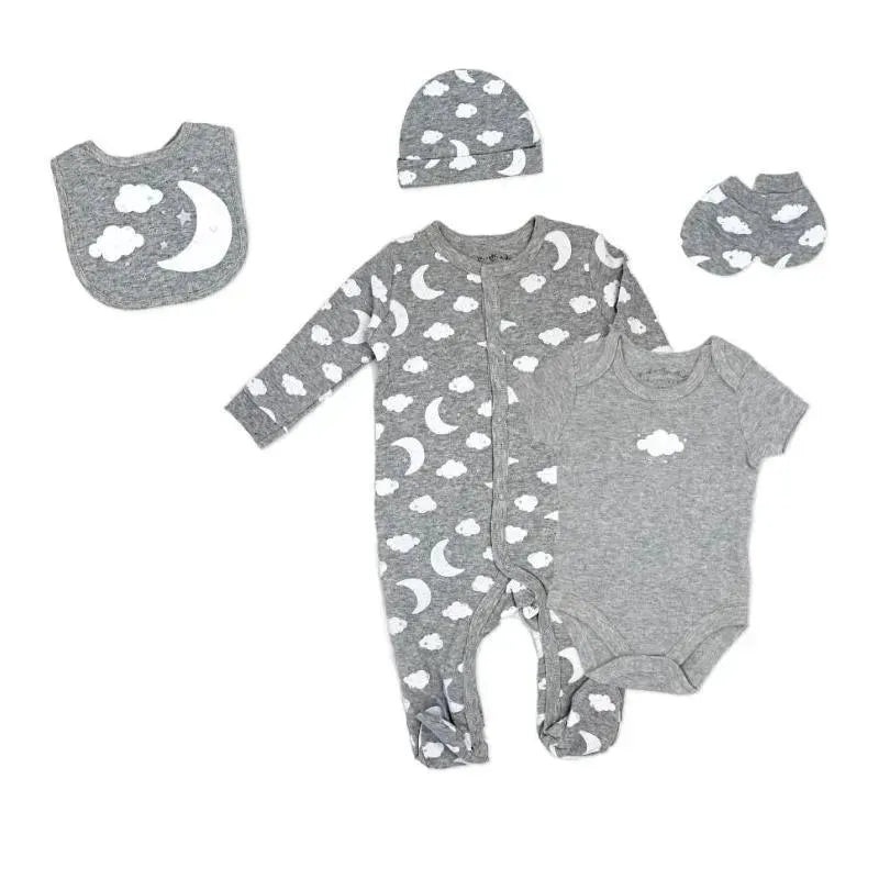 Rose Textiles – 5Pk Baby Neutral Grey Moon Mesh Bag Set