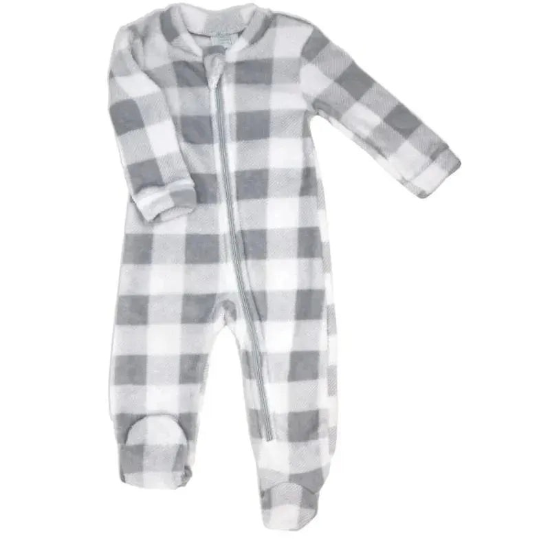 Rose Textiles – Baby Neutral Grey Buffalo Plush Sleepers