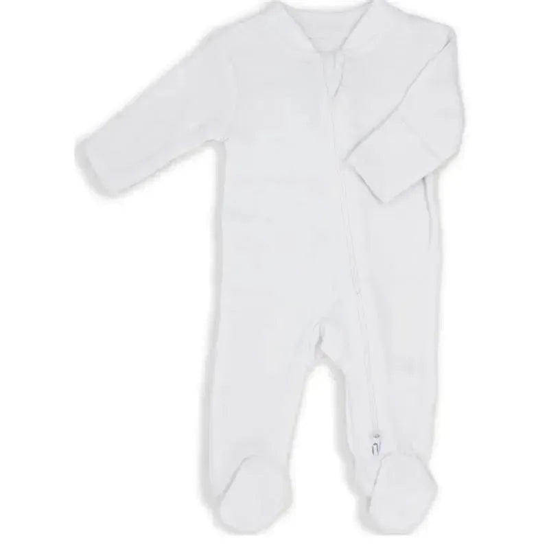 Rose Textiles – Baby Neutral Solid Mitted Cuff Sleepers White