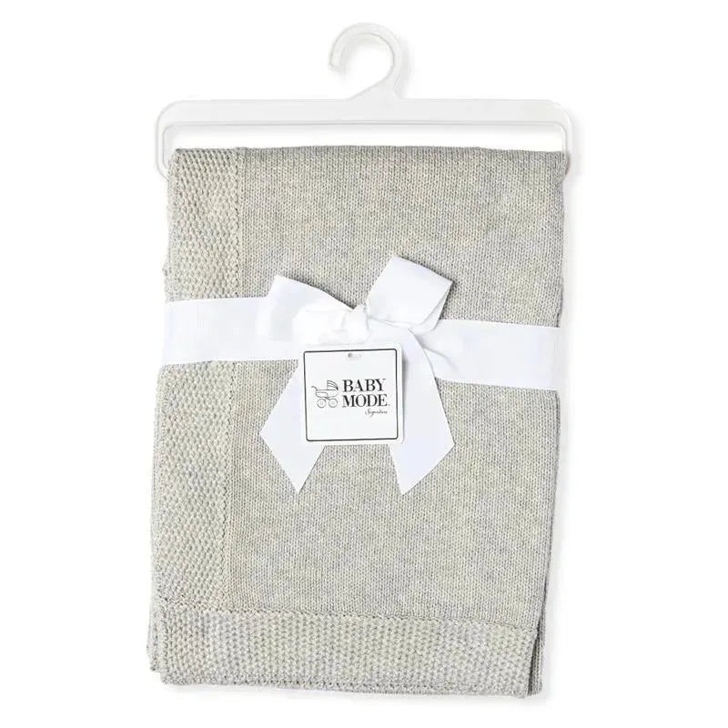 Rose Textiles – Knit Blanket With Border, Grey