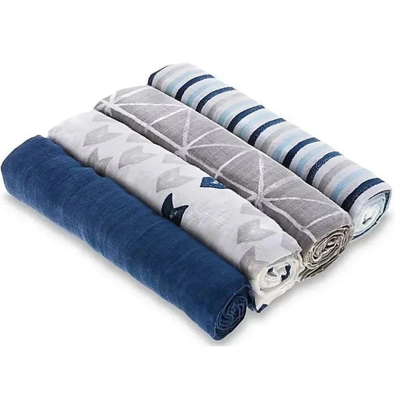 Aden + Anais – 4Pk Aden Muslin Swaddles Denim Wash