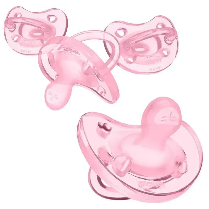 Chicco – PhysioForma Orthodontic One-Piece Silicone Pacifier, 0-6m, Light Pink 4-Pack