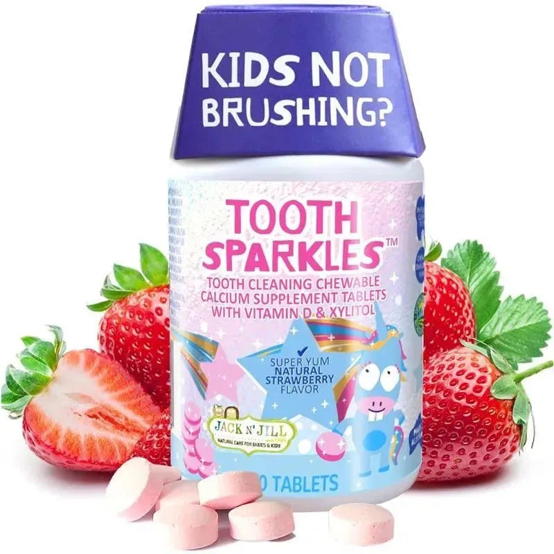 Jack N’ Jill – Tooth Sparkles, Tooth Cleaning Calcium Chews with Hydroxyapatite (60 Tablets)