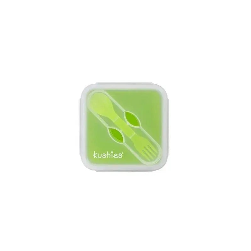 Kushies Silibox Silicone Container, Citrus Square | Baby Food Storage Container